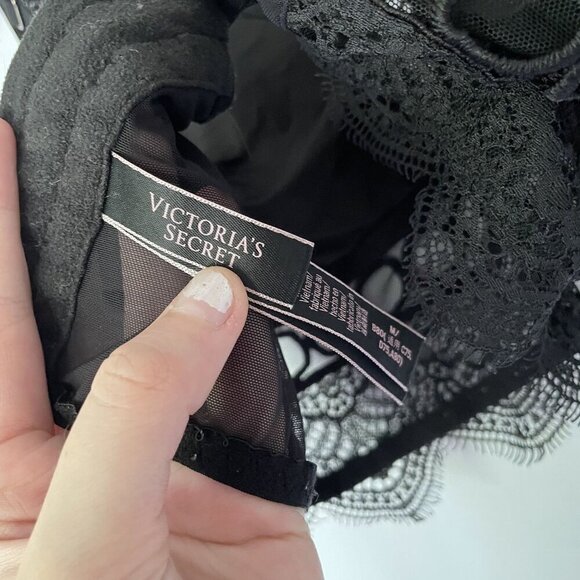 Victoria's Secret black bra lace detail lingerie size M mesh back unlined cups - Picture 6 of 8